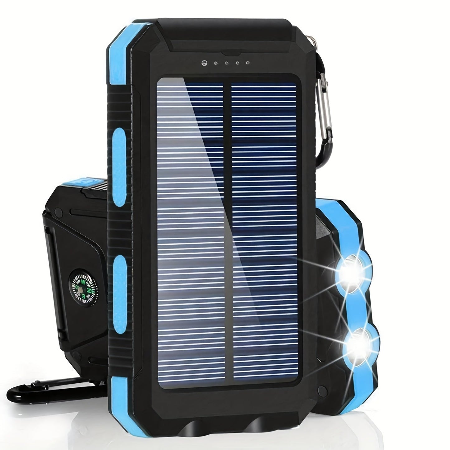 42800mAh Solar Power Bank Wireless Charging with 4 Built-In Cables – 6 Output Ports 15W Fast Charge Dual LED Flashlight Portable Battery Pack for iPhone Samsung Android Camping Travel Emergency