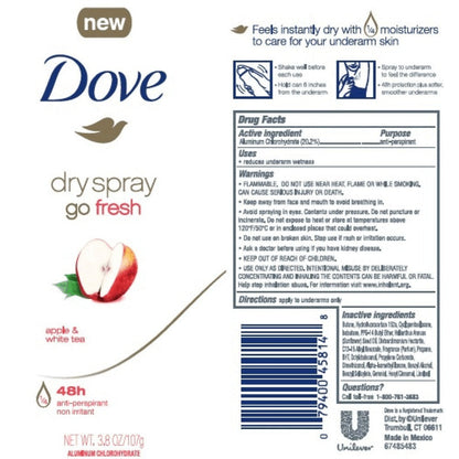 Dove Advanced Care Deodorant Spray Assortment, 150 ml Cans with Three-, Six- or Twelve-Count Options