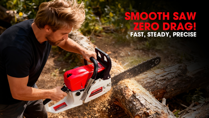 62CC Gas Chainsaw with 20-Inch Guide Bar in Five Red and Orange Checkout Configuration Options