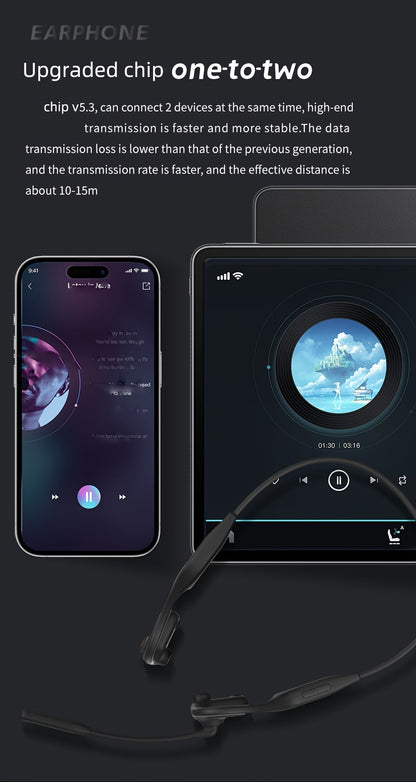 Open-Air Conduction Wireless Business Earphones Dual ENC Noise Canceling Microphones for Bedside Audio, Alarms and Room Entertainment
