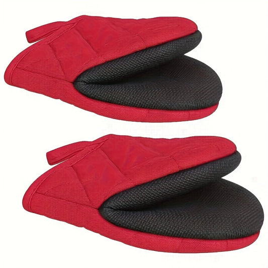 Oven Mitts 2 Pack Heat Resistant Kitchen Gloves - Non-Slip Multi-Ply Durable Cooking Baking Gloves Food Safe for BBQ Grilling Thanksgiving Christmas Holiday Kitchen Gift