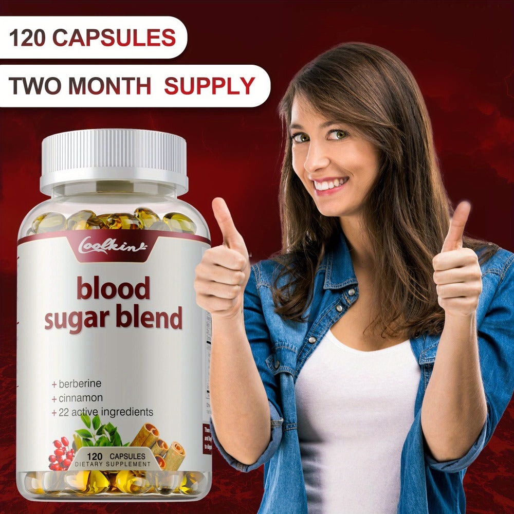 Blood Sugar Blend 120 Capsules – Berberine HCL, Cinnamon, CoQ10, Turmeric & Alpha Lipoic Acid – Natural Formula to Support Healthy Blood Sugar Levels – Daily Wellness Supplement