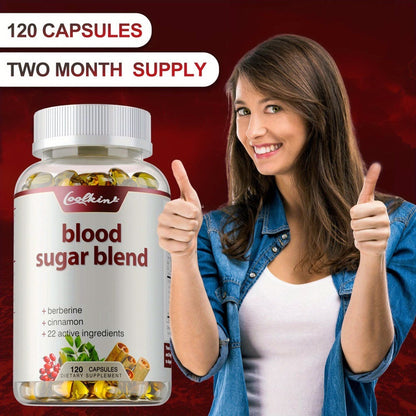 Blood Sugar Blend 120 Capsules – Berberine HCL, Cinnamon, CoQ10, Turmeric & Alpha Lipoic Acid – Natural Formula to Support Healthy Blood Sugar Levels – Daily Wellness Supplement