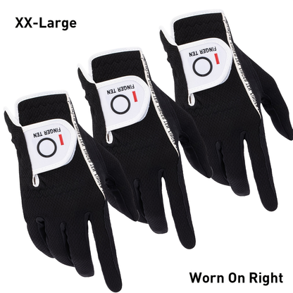 Wet Weather Golf Gloves Rain Grip 3-Pack for Men | Breathable Water-Resistant Golf Gloves for Left & Right Hand – Durable Comfortable Fit in Hot & Wet Conditions (Black, Gray, White | S–3XL)