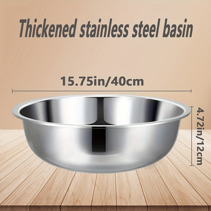 Extra-Large 40 cm Mixing Bowl with 12 cm Depth and Two Preserved Checkout Labels for Kitchen Prep