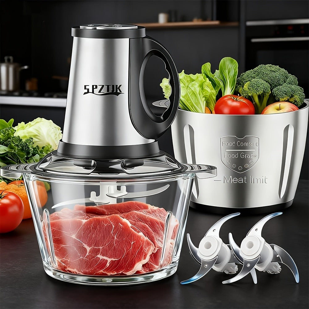 Electric Food Chopper with 2 Bowls & Dual-Level Blades – Mini Food Processor for Grinding Meat Chopping Nuts Salad Prep – Upgraded Compact Kitchen Chopper for Home Use