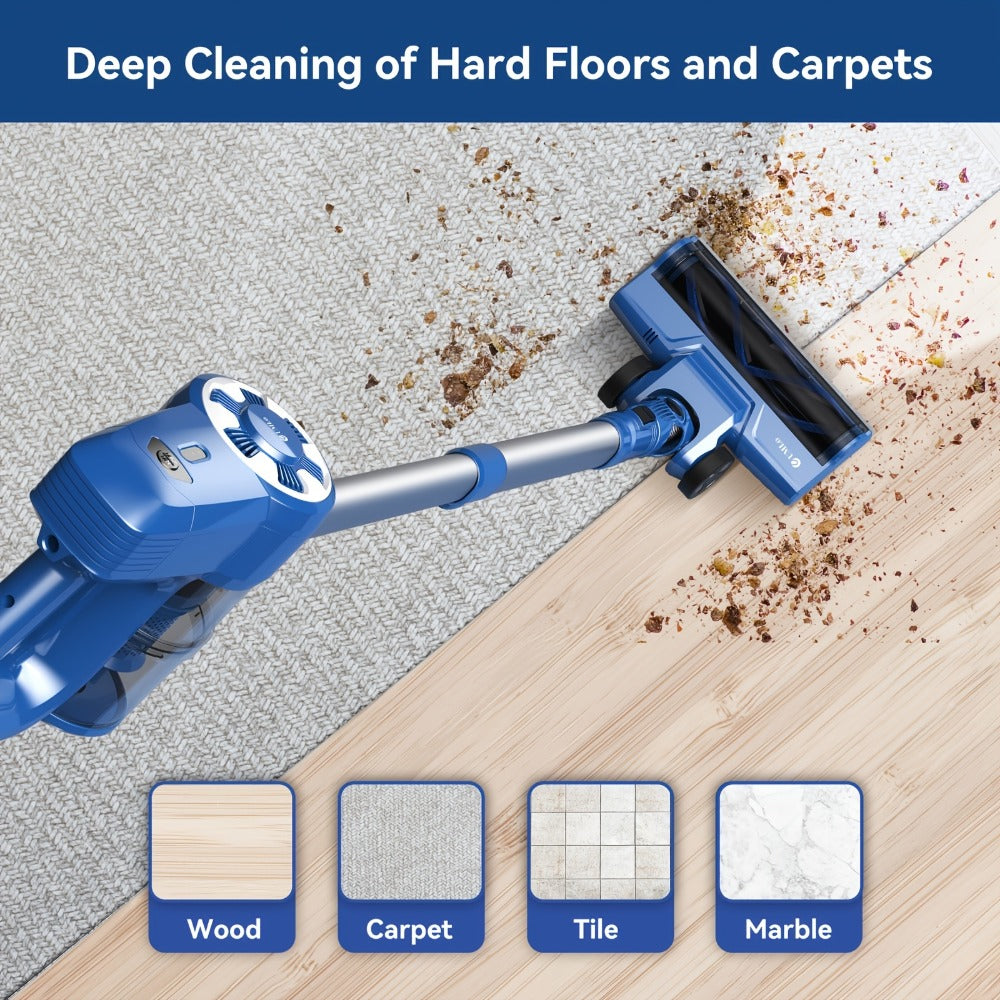 Stick and Handheld Vacuum Cleaner with LED Floor Head, Straight or 180-Degree Foldable Tube Options