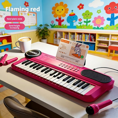 Kids Electronic Keyboard Piano 37 Keys with Microphone, Multi-Function Musical Instrument Toy for Children, Educational Music Gift for Boys & Girls, Birthday Christmas Holiday Gift, Sky Blue, Rose Red, Pink