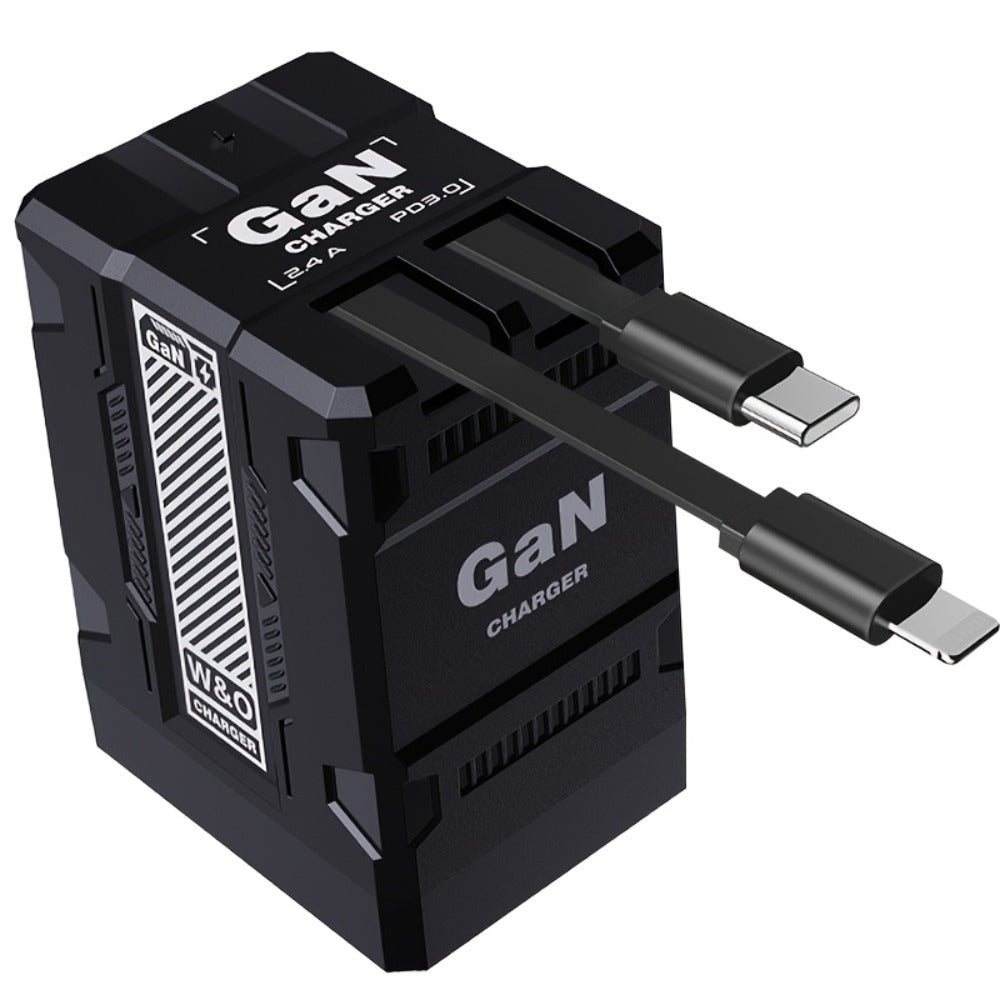 GaN Wall Charger 120W Fast with Retractable Built-In Cable & Foldable Plug – Compact Portable Travel USB-C Adapter for iPhone 17 16 15 14 Pro Max, Samsung Galaxy Ultra, Android Devices, 6 Colors