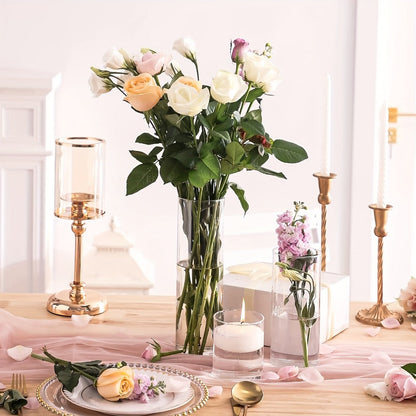 Clear Cylinder Vase Set in Four Heights with Twelve-, Twenty-Four- or Forty-Eight-Piece Quantities