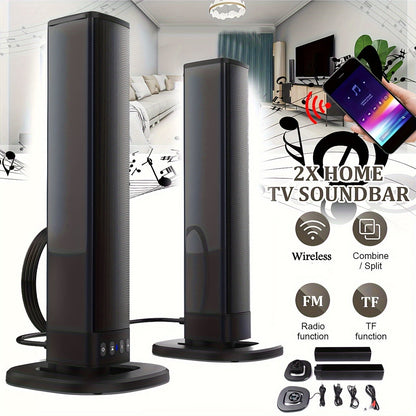 Detachable 19.3-Inch TV Soundbar with Four-Speaker Layout, TF, AUX, FM, RCA and TWS Inputs