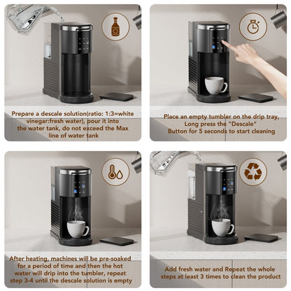 1200W-Labeled Single-Serve Coffee Maker with 40oz Tank, Five Cup Selections and Self-Clean Control