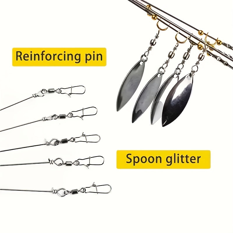 Fishing Lure Set 7-Piece Five-Arm Umbrella Rigs with Spinner Blades, Reinforcing Pins and Mixed Head Colors