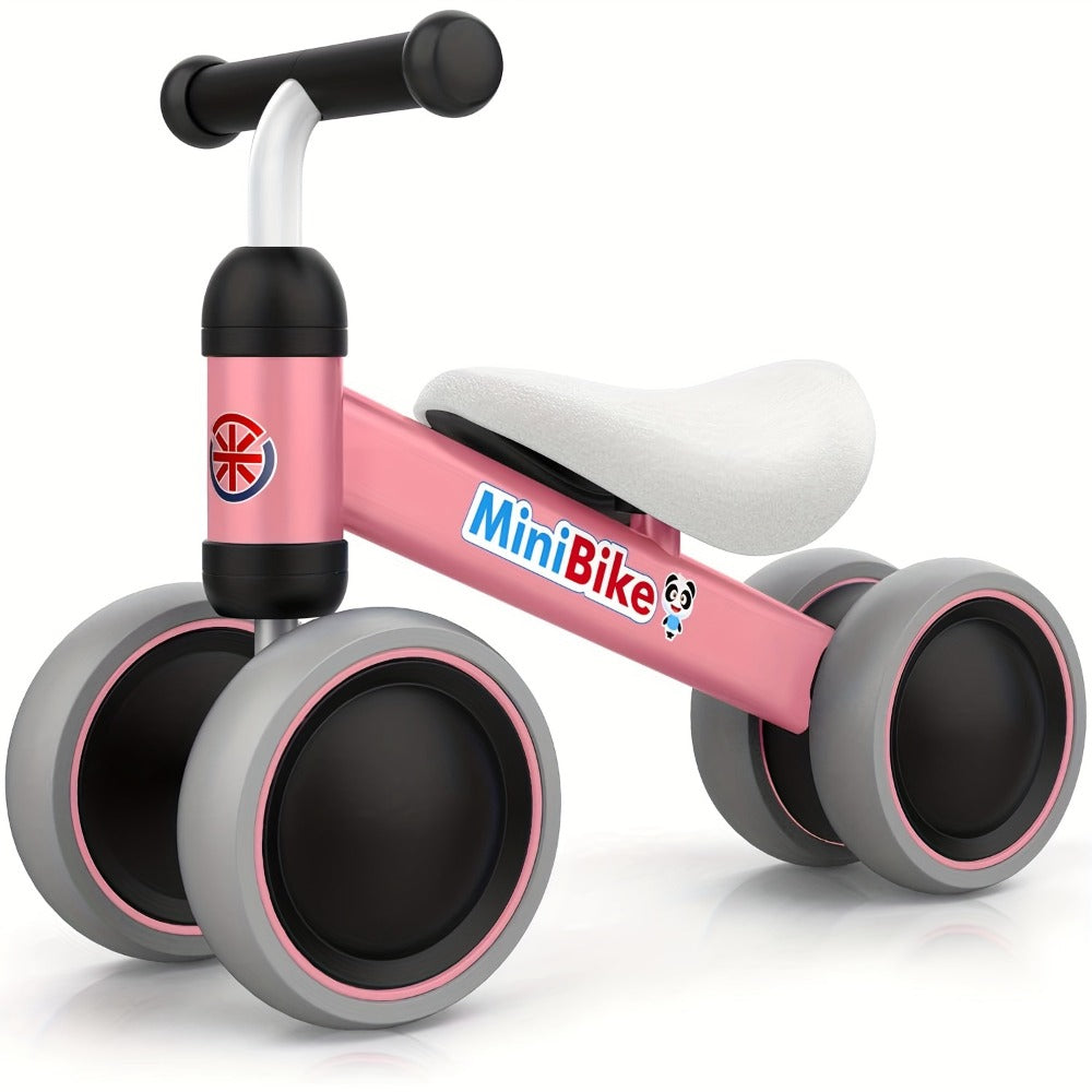 Baby Balance Bike for 1 Year Old Boys Girls No Pedal 4 Wheel Infant Toddler Bicycle Standing to Running Riding Toy First Birthday Gift Pink Red Blue