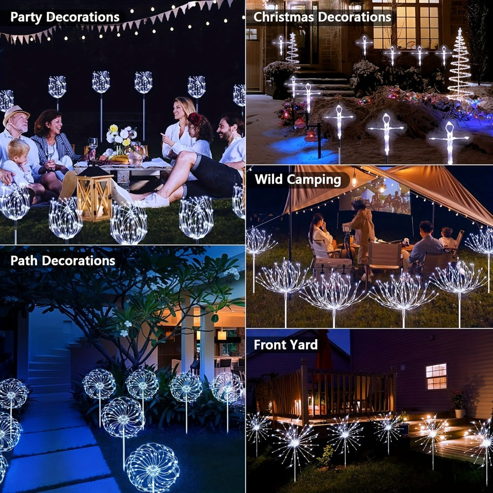 Solar Fireworks Lights Outdoor – 60 to 420 LED Solar Garden Fairy Lights with 8 Modes, Waterproof Copper Wire Sparkler Lights for Garden, Patio, Yard, Pathway & Holiday Decoration