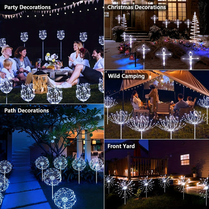 Solar Fireworks Lights Outdoor – 60 to 420 LED Solar Garden Fairy Lights with 8 Modes, Waterproof Copper Wire Sparkler Lights for Garden, Patio, Yard, Pathway & Holiday Decoration