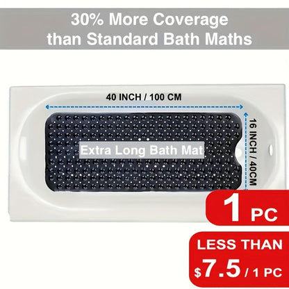 Two-Piece Black Bath Mat Set with Suction Cups, Drain Holes and Three Exact Checkout Options
