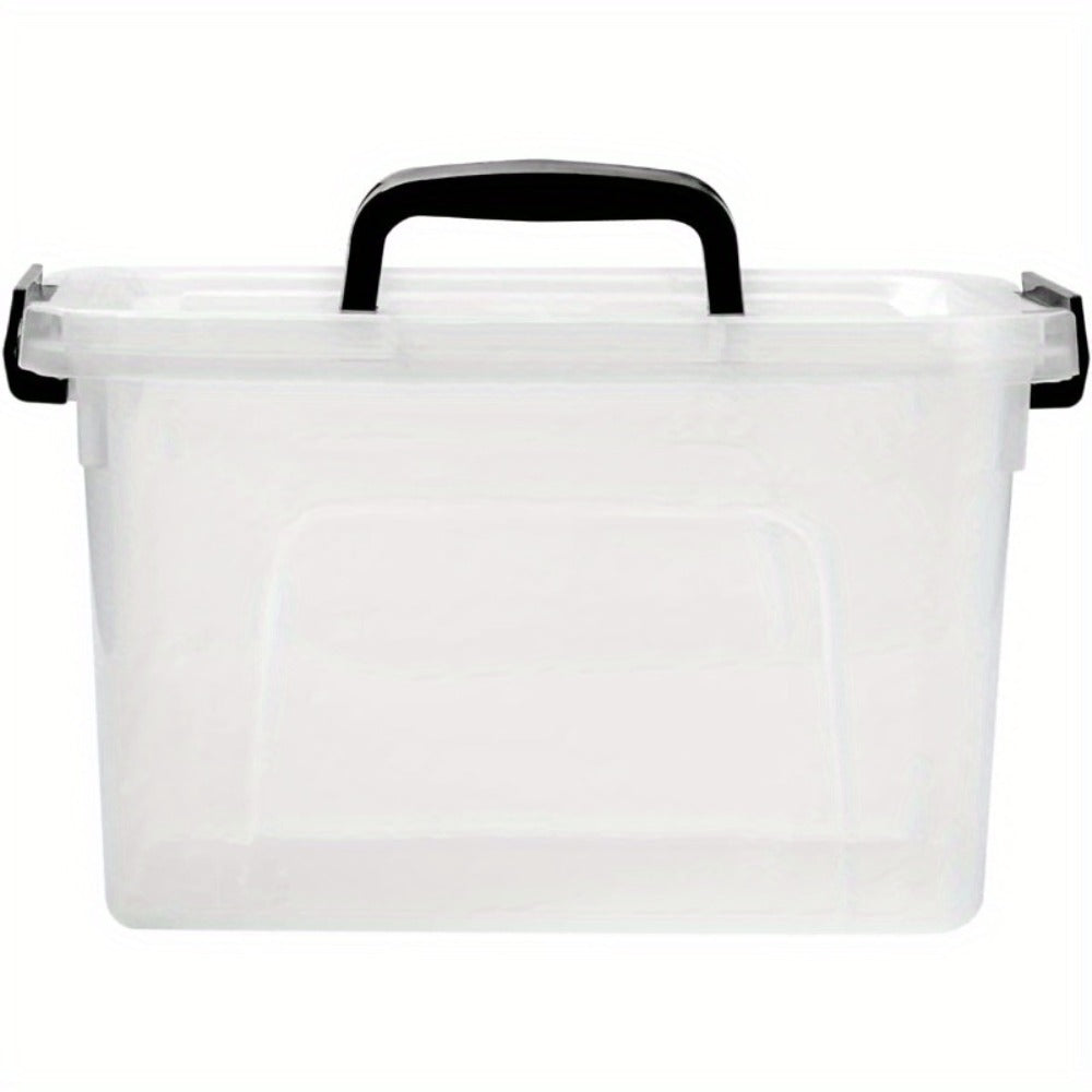 Six-Piece 6-Quart Clear Storage Box Set with Black Latches, Carry Handles and Stackable Lids