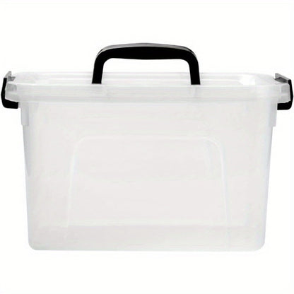 Six-Piece 6-Quart Clear Storage Box Set with Black Latches, Carry Handles and Stackable Lids