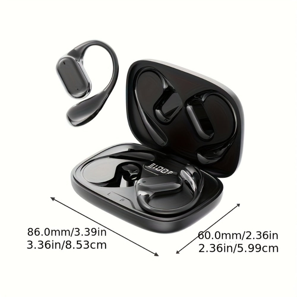 PAVUN Bluetooth 5.4 Open Ear Wireless Earbuds, ENC Noise Cancelling 9D Stereo Bass Sport Earphones, 24H Playtime Lightweight On-Ear Headphones with Mic for iOS Android Work Gym Daily Use