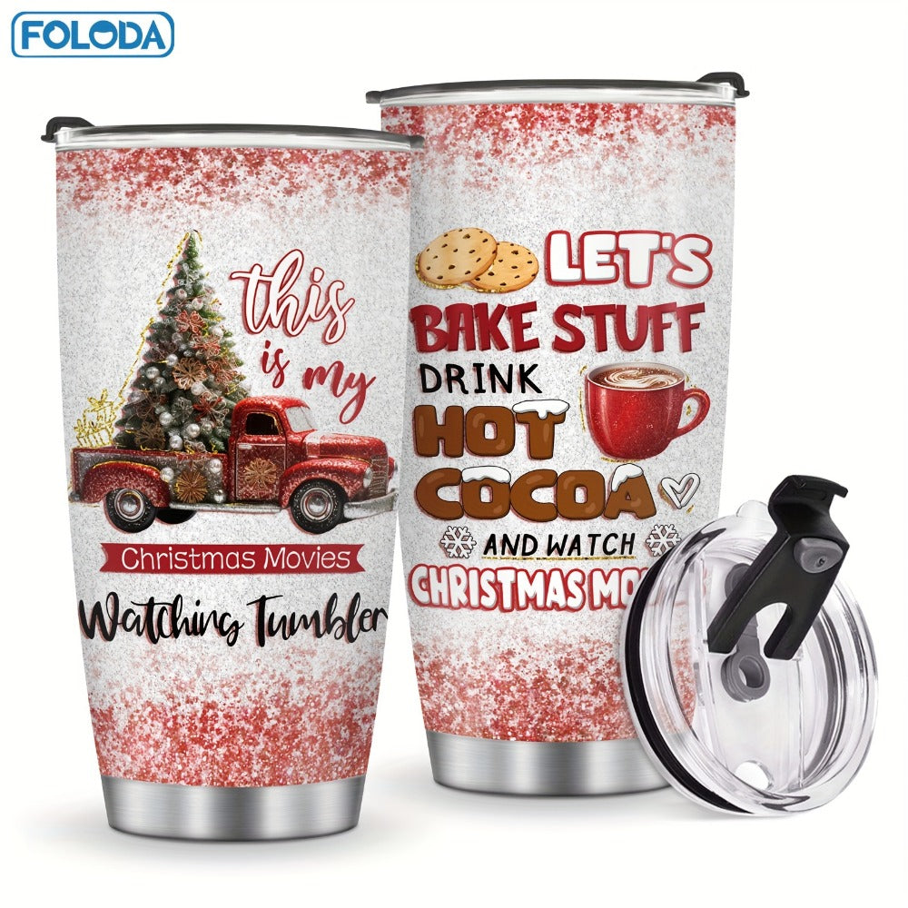 Insulated Tumbler 20oz Christmas Patterns with Stainless Steel, Lid, Straw and Seven Designs