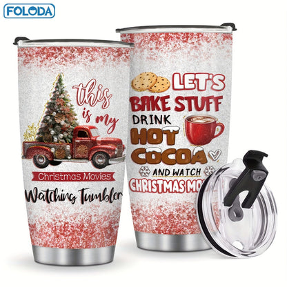 Insulated Tumbler 20oz Christmas Patterns with Stainless Steel, Lid, Straw and Seven Designs