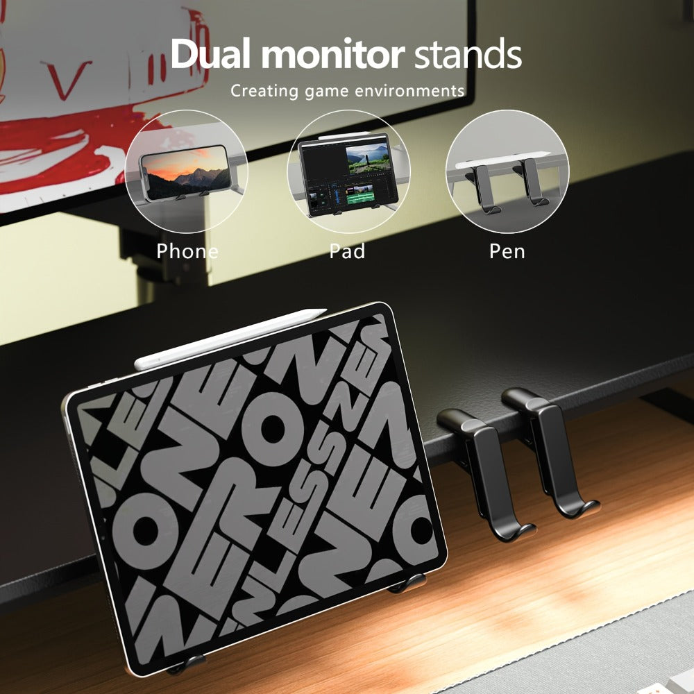 Monitor Stand Organizer with Headset Holder Phone Stand & Game Controller Holder, Versatile Desktop Riser for Computer Monitor Laptop