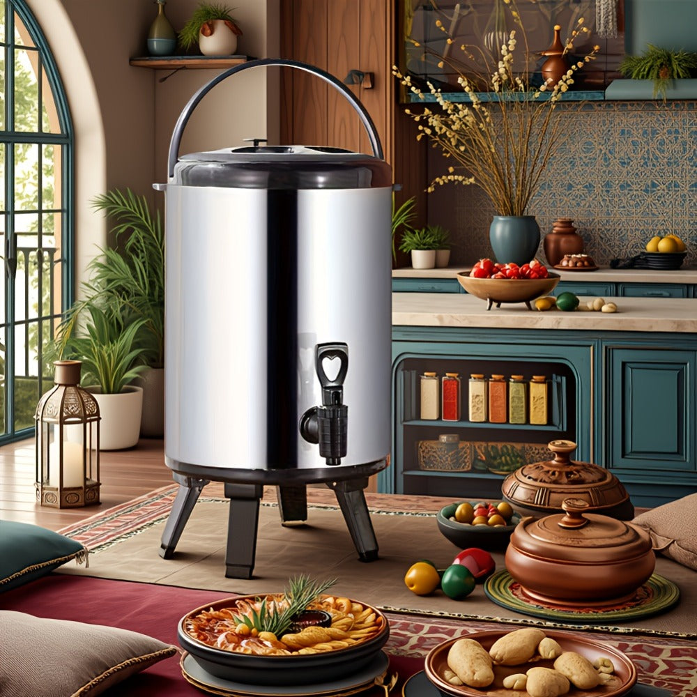 6L or 8L Insulated Beverage Dispenser with Spigot, Twist Lid, Carry Handle and Foldable Stand
