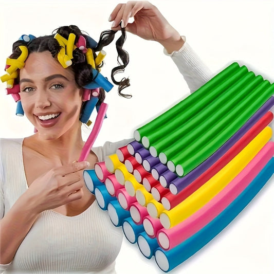 Flexible Foam Curl Formers 50pcs Heatless Curling Rods – Bendable Twist Hair Rollers for DIY Soft Waves & Spiral Curls, Short & Long Hair, No Heat Overnight Curlers for Women