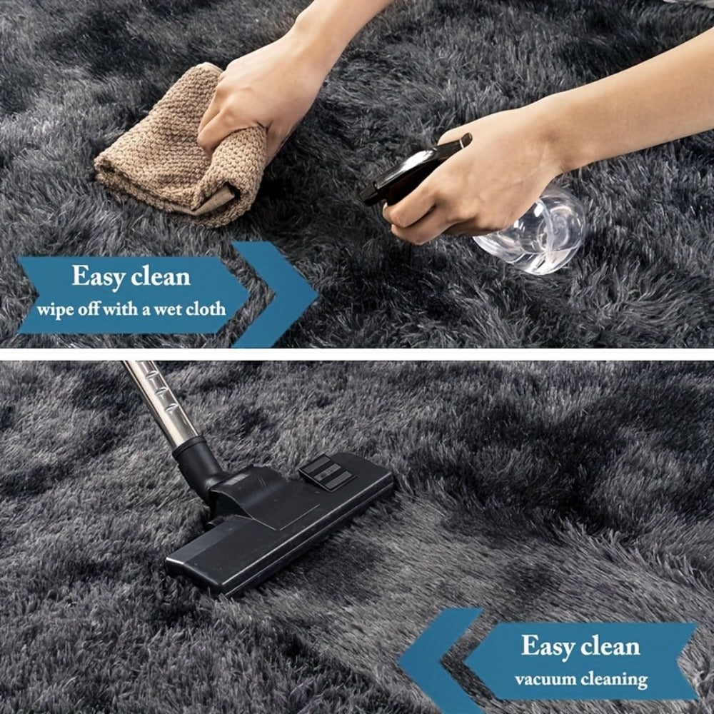 Tie-Dye Plush Bath Mat Runner, 80 x 200cm with Long-Pile Surface in Light Grey, Dark Gray, Light Pink or Black