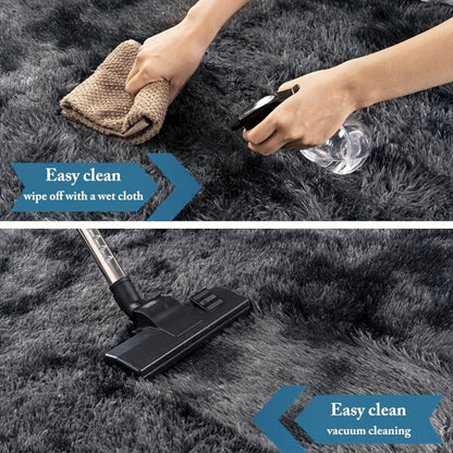 Tie-Dye Plush Bath Mat Runner, 80 x 200cm with Long-Pile Surface in Light Grey, Dark Gray, Light Pink or Black