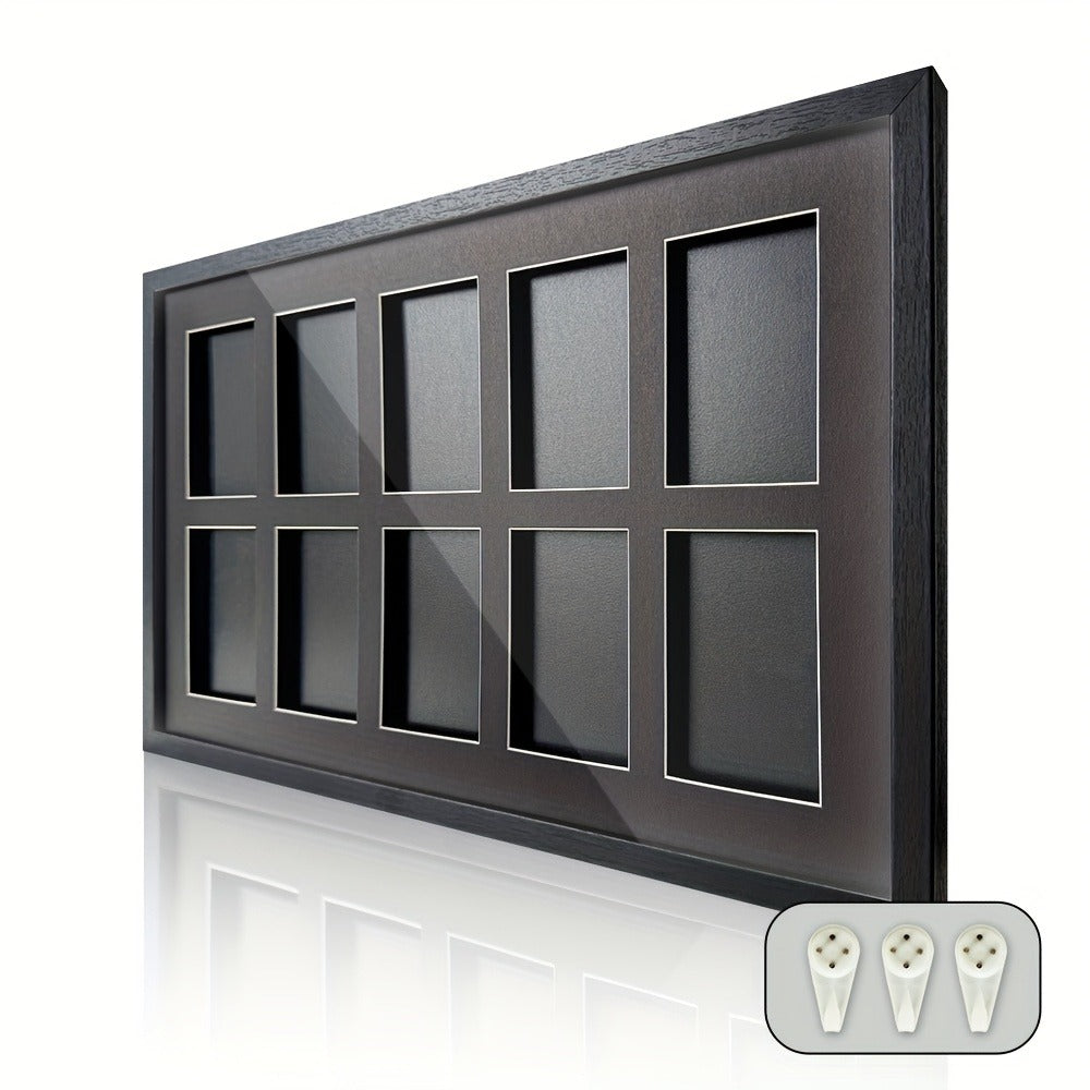 Wall-Mounted Trading Card Display Frame with Wood-Fiber Construction and 1, 2, 4, 6 or 10 Grid Options