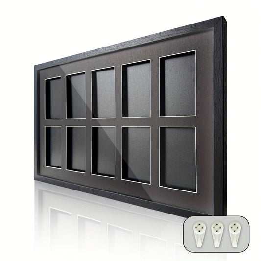 Trading Card Display Case Wall Mounted Wood Frame – Pokemon TCG Sports Cards 35–360pt Compatible, 1/2/4/6/10 Grid Options, Card Collector Gift for Teen & Adult Ages 14+