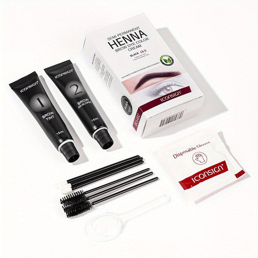 3D Brow Perm & Color Kit 2-in-1 — Sweatproof Long-Lasting Natural Fluffy Eyebrow Makeup with Applicator Brush & Disposable Clips, Beginner Friendly, Black & Brown, All Skin Types