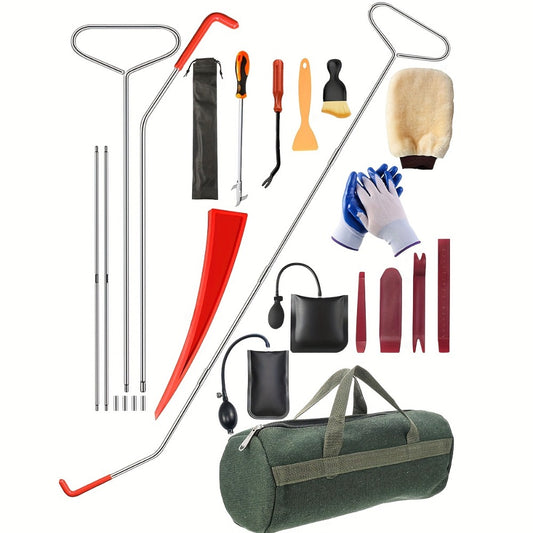 Car Lockout Kit Emergency Door Opener Tool Set with Carrying Bag - Portable Vehicle Unlock Kit for Locked Car Doors