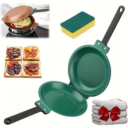 Reversible Non-Stick Pancake Skillet – Foldable Stainless Steel Flip Pan for Fluffy Pancakes, Omelettes & Frittatas | Dual-Sided Coating Dishwasher Safe Breakfast Cookware Pan