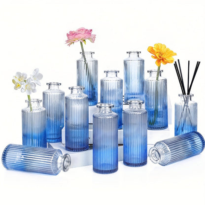 Mini Bud Vases Set - Modern Striped Clear Glass Flower Vases for Wedding Centerpieces, Birthday Party, Anniversary, Home Table Decor, Multiple Sizes 12/24/36 Pcs