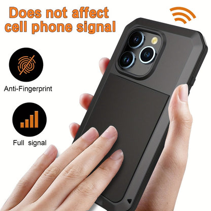 Phone Case Heavy Metal Frame with Built-In Glass Screen Protector and S Pen Access for Galaxy S23/S24 Ultra