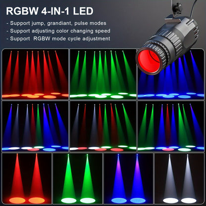 10W RGBW LED Pinspot Stage Light with Remote and Manual Focus detail image - detail view 7