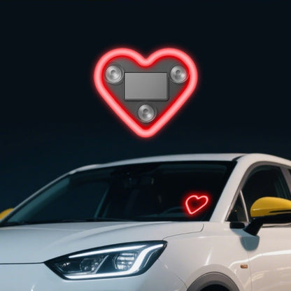 Car Interior Neon Heart Lights Solar USB Rechargeable 5 Lighting Modes Vibration-Sensing Auto On/Off Dashboard Decoration for Cars Trucks SUVs, 2pcs Set Iridescent Pink Blue Red Ice Blue Gift