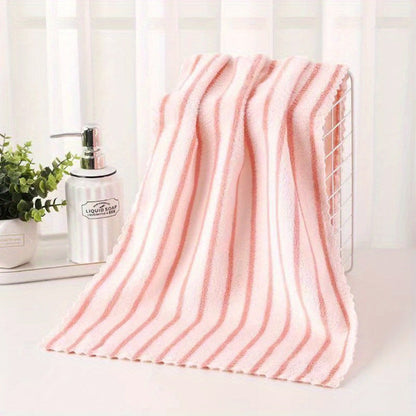 Towel Set 5-Pack 500GSM Coral Fleece Face Towels in Solid, Striped and Five-Color Options for Home and Guest Use