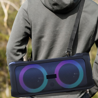 Portable Bluetooth Speaker Large Party Model with Dual 6.5-Inch Woofers, TWS, LED Rings and 5-Hour Battery