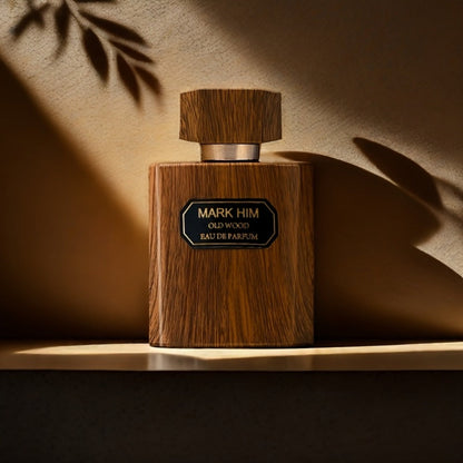 Cologne Spray for Men MARK HIM OLD WOOD 100ml with Wood-Look Bottle, Rectangular Cap and Boxed Presentation