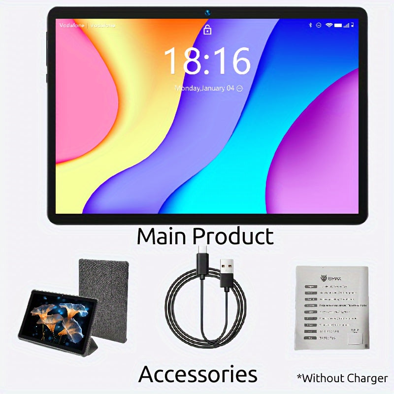 Bmax I9 Plus Tablet Android 15 10.1 Inch – 12GB RAM 64GB ROM, RK3562 Quad-Core, 6000mAh Battery, 1280x800 IPS Display, 2MP+5MP Dual Camera, Type-C, Free Case Included