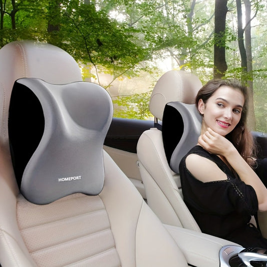 Car Headrest Neck Pillow 100% Memory Foam Ergonomic Support – Breathable Removable Washable Cover Adjustable Buckle for Driver Passenger Seat – Light Gray / Dark Gray / Black / Orange