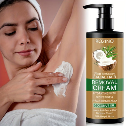 Hair Removal Cream ROZINO 150g Coconut Oil Pump Bottle with Carton for External Body Grooming
