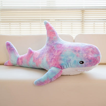 Plush Toy – Jumbo Shark Pillow 24-Inch in Blue, Grey, Blue-Pink or Rainbow Colorways and Ocean Decor