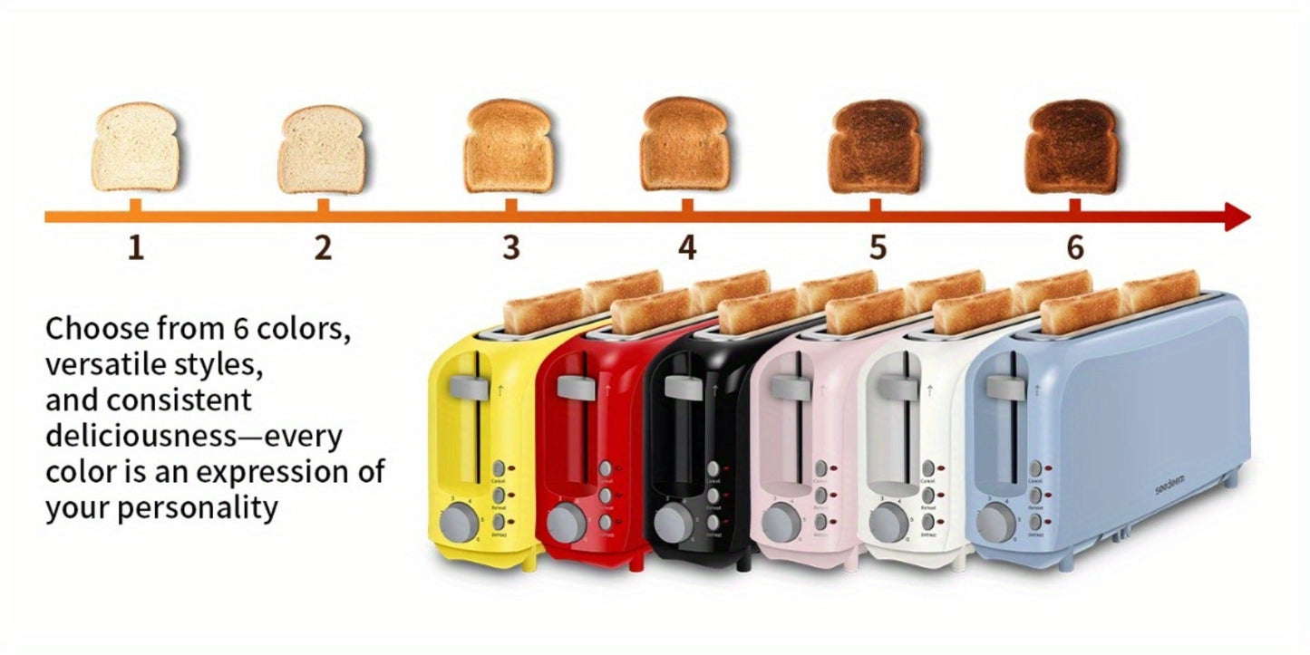 Slim Toaster 2-Slice – SEEDEEM 6-Setting Shade Control, Cancel, Reheat & Defrost, Removable Crumb Tray, 750W Compact Fits-Anywhere Design for Bread, Waffles & Bagels, 6 Colors Available