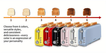 Slim Toaster 2-Slice – SEEDEEM 6-Setting Shade Control, Cancel, Reheat & Defrost, Removable Crumb Tray, 750W Compact Fits-Anywhere Design for Bread, Waffles & Bagels, 6 Colors Available