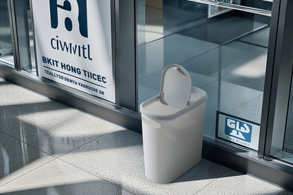 Small Bathroom Trash Can with Built-In Handles Rustproof Space Saving Plastic Waste Bin for Bathroom Laundry Office Includes Trash Bags